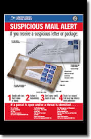 SUSPICIOUS MAIL ALERT: If you recieve a suspicious letter or package