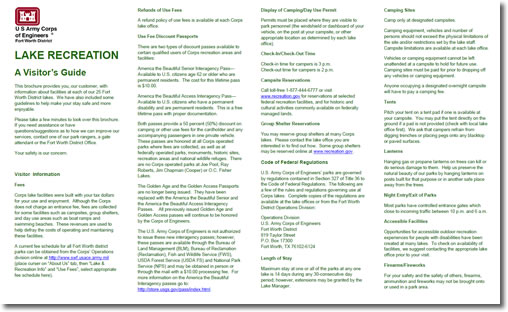 Lake Recreation - A Visitors Guide Lake Recreation - A Visitors Guide